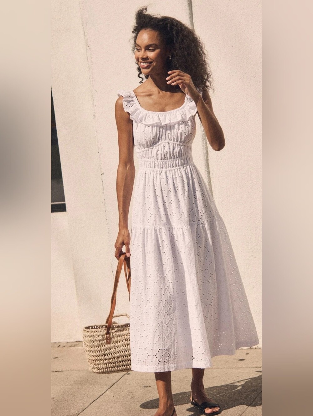 NWT Eileen West Isla Dress In Soft White Eyelet Size Medium